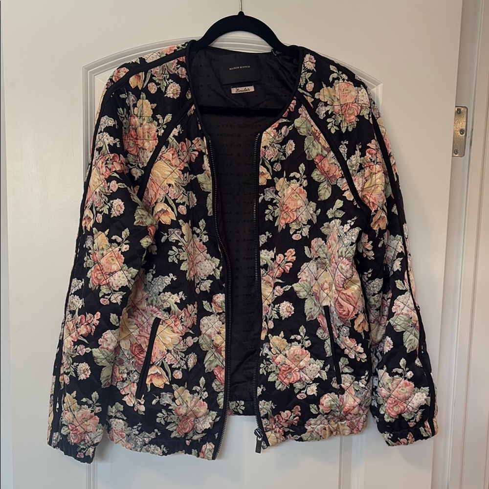Floral Black Bomber Jacket